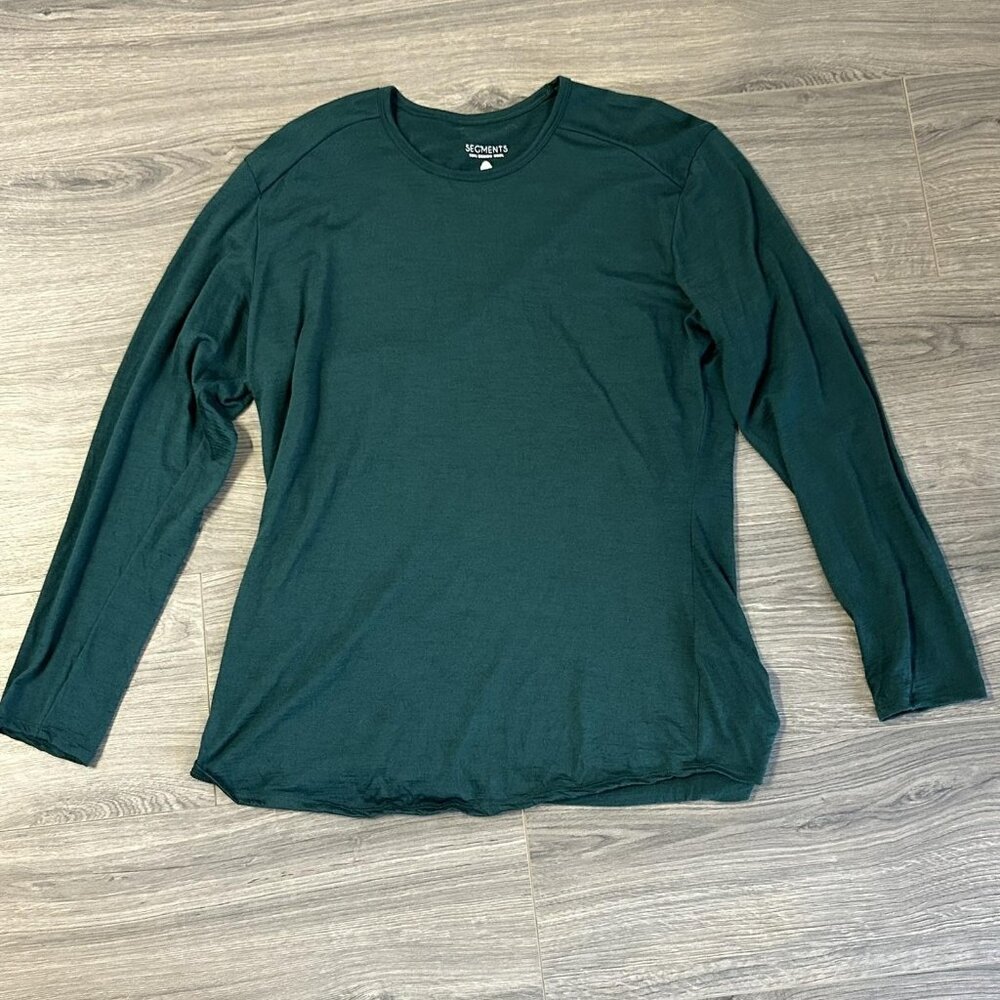 Segments Shirt Mens XL Green Merino Wool Long Sleeve Base Layer Thermal Top